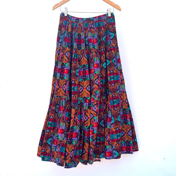 Vintage Liza Lynn Long Midi Aztec Southwestern Skirt Western Boho Medium - Picture 2 of 8